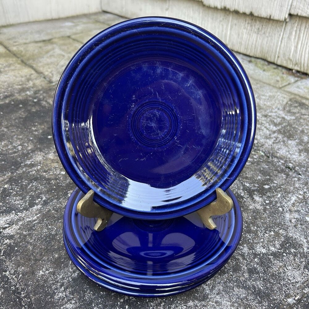 Lot of 4 Vintage Fiesta Cobalt Blue Salad Plates HLC Fiestaware 1987 Retired